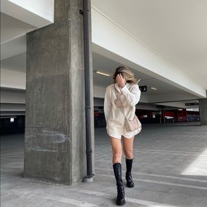 Oversized blouse and vest dress